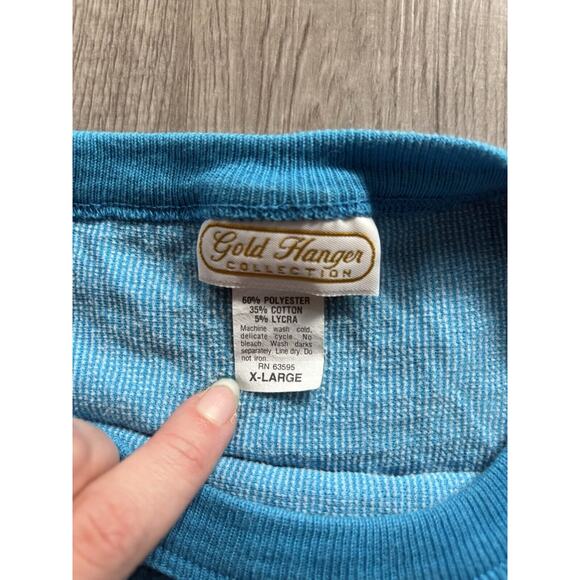 VINTAGE 80s Women Sweater XL Neon Turquoise Textured Long Sleeve Crew Neck - Picture 3 of 8